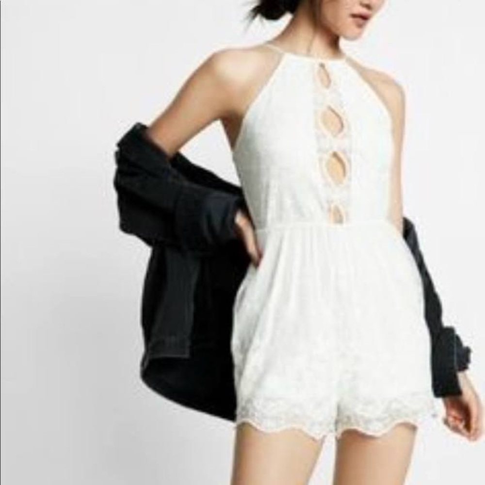 NWT Express sexy white lace romper